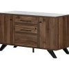 South Shore Helsy 26.75" 2-Drawer Storage Credenza with 4 Shelves, Natural Walnut (13310)