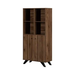 South Shore Helsy 65.25" 6-Shelf Bookcase with Adjustable Shelf, Natural Walnut Laminated Particleboard (13868)