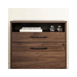 South Shore Helsy 2-Drawer Lateral File Cabinet, Letter/Legal Size, Lockable, 30.25"H x 29"W x 18.5"D, Natural Walnut (13313)