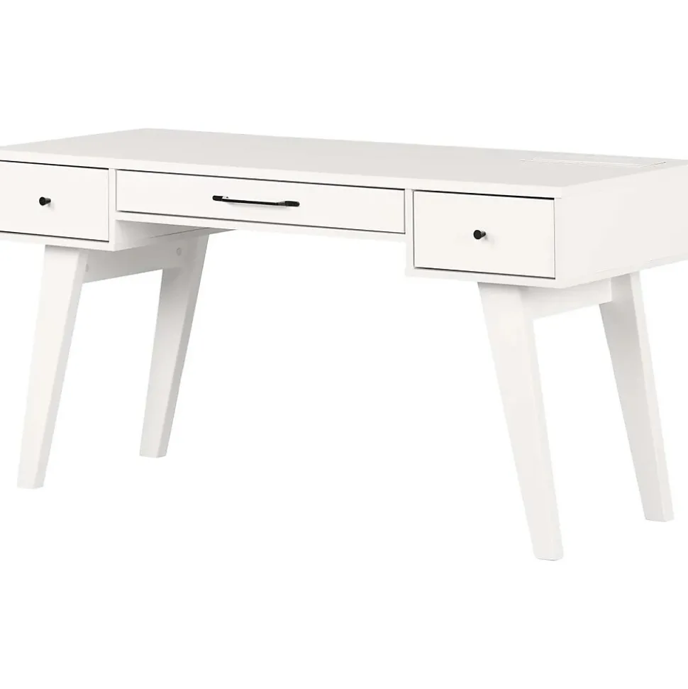 South Shore Helsy 60"W Computer Desk with Power Bar, Pure White (14668)