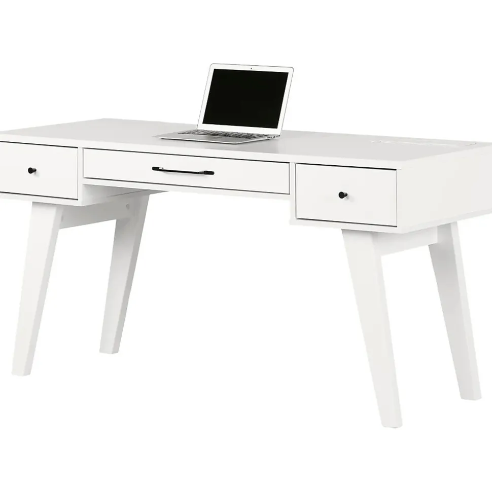 South Shore Helsy 60"W Computer Desk with Power Bar, Pure White (14668)