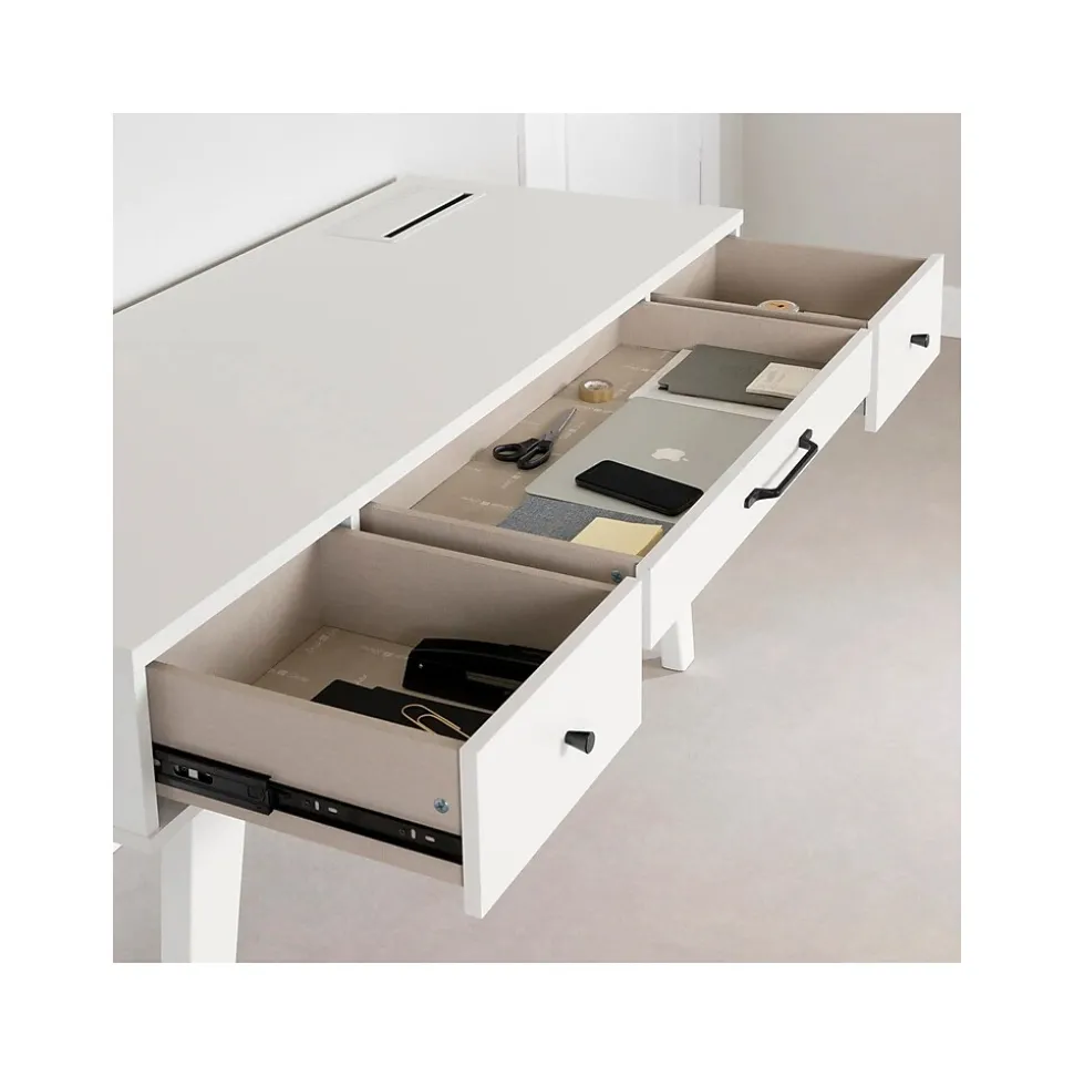 South Shore Helsy 60"W Computer Desk with Power Bar, Pure White (14668)