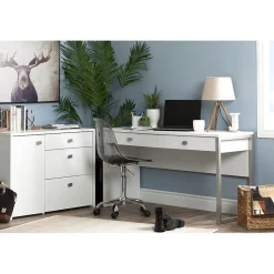 South Shore Interface Desk with 2 Drawers, White (10536)
