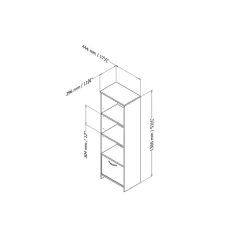 South Shore Step One Narrow 3-Shelf Bookcase with Door, Pure White (10249)