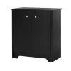 South Shore Vito Small 2-Door Storage Cabinet, Pure Black (10329)