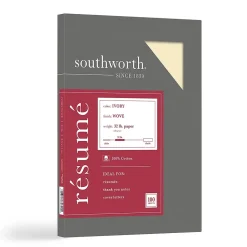 Southworth 8.5" x 11" Resume Paper, 32 Lbs., Wove, 100/Pack (RD18ICF)