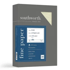 Southworth Antique Laid ID Paper, 24 lbs., 8.5" x 11", Ivory, 500/Ream (464C)