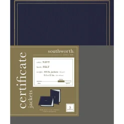 Southworth Certificate Holders, 8.5" x 11", Navy, 5/Pack (PF6)
