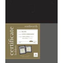 Southworth Certificate Holders, 8.5" x 11", Black, 10/Pack (PF18)