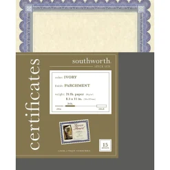 Southworth Certificates, 8.5" x 11", Ivory, 15/Pack (CT1R)