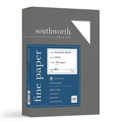 Southworth Diamond White 8.5" x 11" Business Paper, 20 Lbs., Wove, 500/Box (31-220-10)