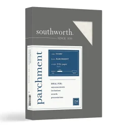 Southworth Parchment Specialty Multipurpose Paper, 32 lbs., 8.5" x 11", Ivory, 250/Box (J988C)