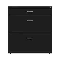 Space Solutions 3-Drawer Lateral File Cabinet, Letter/Legal Size, Lockable, 31.88"H x 30"W x 17.63"D, Black (25070)