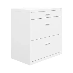 Space Solutions 3-Drawer Lateral File Cabinet, Letter/Legal Size, Lockable, 31.88"H x 30"W x 17.63"D, White (25071)