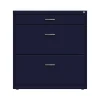 Space Solutions 3-Drawer Lateral File Cabinet, Letter/Legal Size, Lockable, 31.88"H x 30"W x 17.63"D, Navy (25073)
