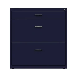 Space Solutions 3-Drawer Lateral File Cabinet, Letter/Legal Size, Lockable, 31.88"H x 30"W x 17.63"D, Navy (25073)
