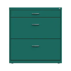 Space Solutions 3-Drawer Lateral File Cabinet, Letter/Legal Size, Lockable, 31.88"H x 30"W x 17.63"D, Teal (25074)