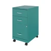 Space Solutions 3-Drawer Mobile Vertical File Cabinet, Letter Size, Lockable, 26.7"H x 14.25"W x 18"D, Teal (24431)