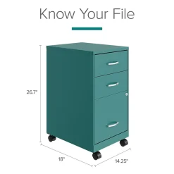 Space Solutions 3-Drawer Mobile Vertical File Cabinet, Letter Size, Lockable, 26.7