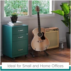 Space Solutions 3-Drawer Mobile Vertical File Cabinet, Letter Size, Lockable, 26.7