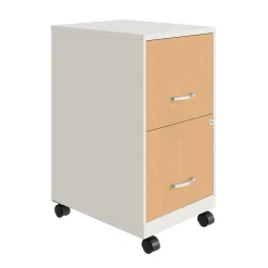 Space Solutions 2-Drawer Mobile File Cabinet, Letter Size, Lockable, 26.7"H x 14.25"W x 18"D, Pearl White/Platinum Oak (25854)