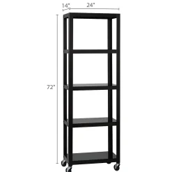 Space Solutions Ready-to-assemble 72-inch High Mobile 5-Shelf Bookcase, Black