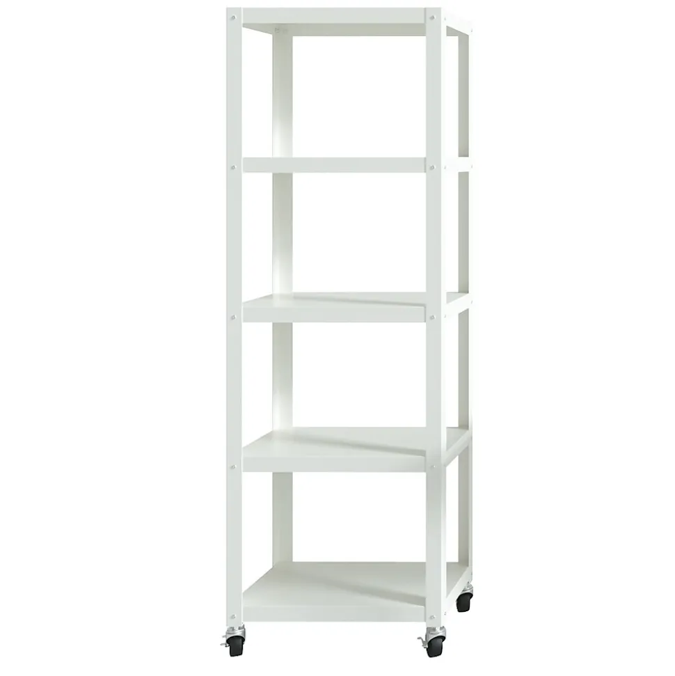 Space Solutions Ready-to-assemble 72-inch High Mobile 5-Shelf Bookcase, White