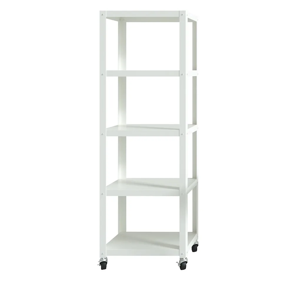 Space Solutions Ready-to-assemble 72-inch High Mobile 5-Shelf Bookcase, White