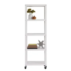 Space Solutions Ready-to-assemble 72-inch High Mobile 5-Shelf Bookcase, White