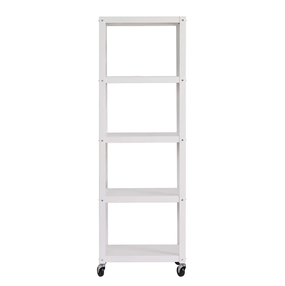 Space Solutions Ready-to-assemble 72-inch High Mobile 5-Shelf Bookcase, White