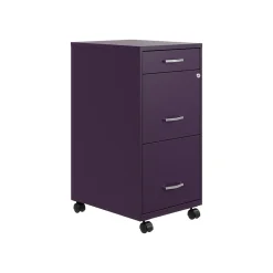 Space Solutions SOHO Organizer 3-Drawer Mobile Vertical File Cabinet, Letter Size, Lockable, Midnight Purple (25285)