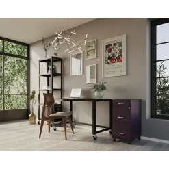 Space Solutions SOHO Organizer 3-Drawer Mobile Vertical File Cabinet, Letter Size, Lockable, Midnight Purple (25285)