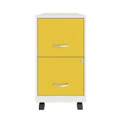 Space Solutions SOHO Smart File 2-Drawer Mobile Vertical File Cabinet, Letter Size, Lockable, Pearl White/Goldfinch (25337)