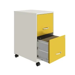 Space Solutions SOHO Smart File 2-Drawer Mobile Vertical File Cabinet, Letter Size, Lockable, Pearl White/Goldfinch (25337)