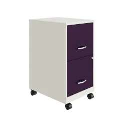Space Solutions SOHO Smart File 2-Drawer Mobile Vertical File Cabinet, Letter Size, Lockable, Pearl White/Midnight Purple(25336)