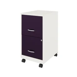 Space Solutions SOHO Smart File 2-Drawer Mobile Vertical File Cabinet, Letter Size, Lockable, Pearl White/Midnight Purple(25336)