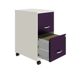 Space Solutions SOHO Smart File 2-Drawer Mobile Vertical File Cabinet, Letter Size, Lockable, Pearl White/Midnight Purple(25336)