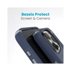 Speck Presidio 2 Grip MagSafe ClickLock Phone Case for iPhone 15 Pro, Coastal Blue/Dust Gray (150447-3206)