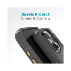 Speck Presidio 2 Grip MagSafe ClickLock Phone Case for iPhone 15 Pro, Charcoal Gray/Cool Bronze (150447-3212)