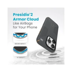 Speck Presidio 2 Grip MagSafe ClickLock Phone Case for iPhone 15 Pro, Charcoal Gray/Cool Bronze (150447-3212)