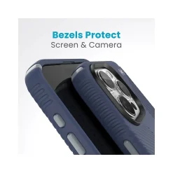 Speck Presidio 2 Grip MagSafe ClickLock Phone Case for iPhone 15 Pro Max, Coastal Blue/Dust Gray (150463-3206)