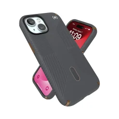 Speck Presidio 2 Grip MagSafe ClickLock Phone Case for iPhone 15, Charcoal Gray/Cool Bronze (150439-3212)