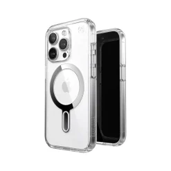 Speck Presidio Perfect-Clear MagSafe Case for iPhone 15 Pro, Clear/Chrome (150449-3199)