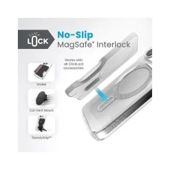 Speck Presidio Perfect-Clear MagSafe Case for iPhone 15 Pro, Clear/Chrome (150449-3199)