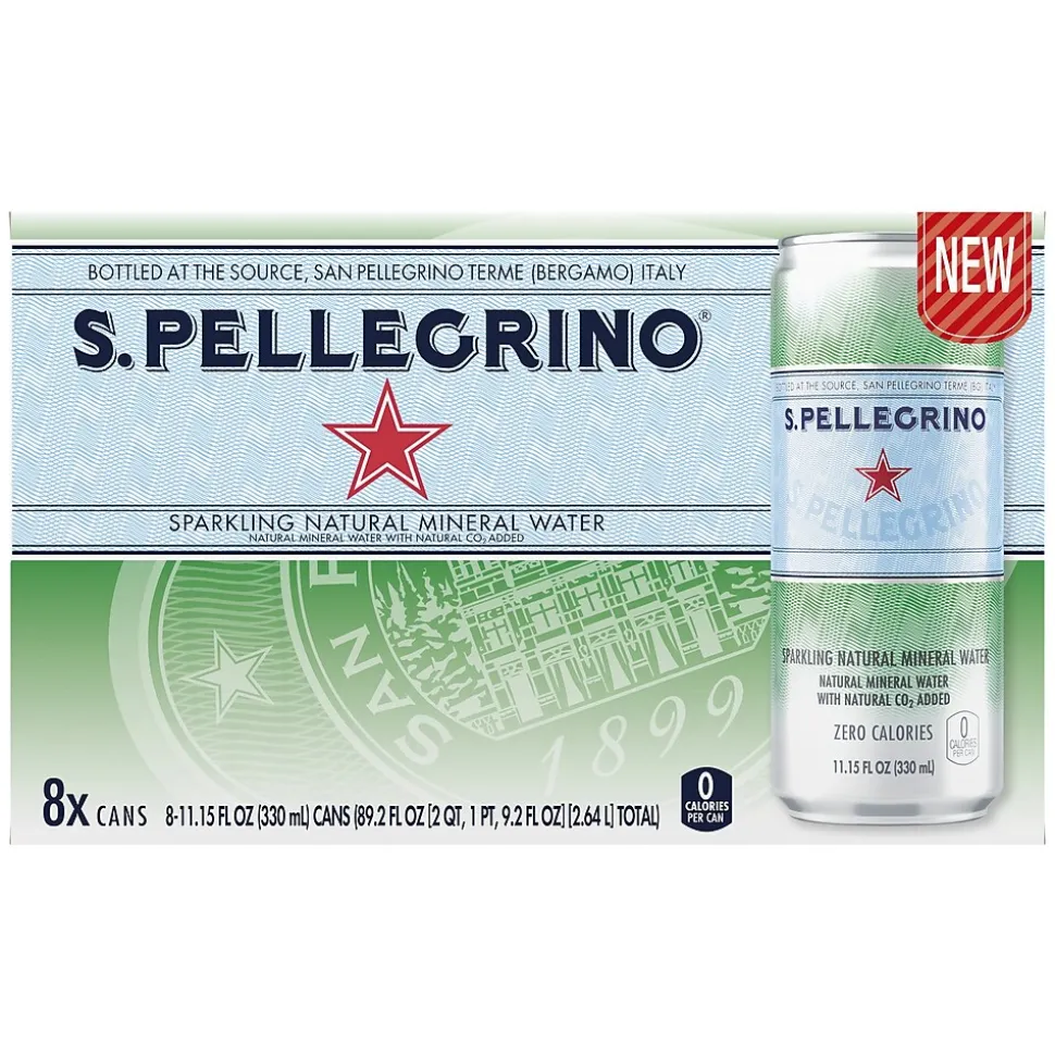 S.Pellegrino Sparkling Natural Mineral Water, 11.15 Fl oz. Cans (8 Count), 8/Pack (12394227)
