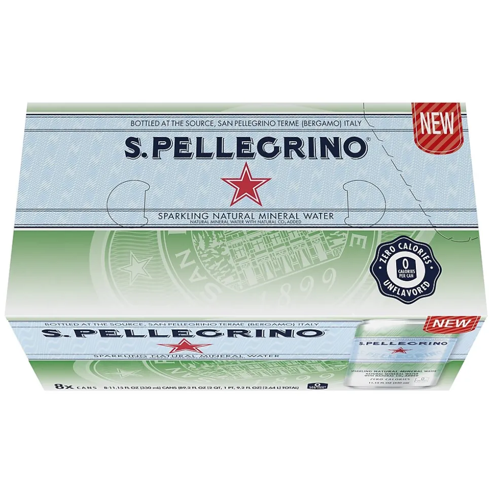 S.Pellegrino Sparkling Natural Mineral Water, 11.15 Fl oz. Cans (8 Count), 8/Pack (12394227)