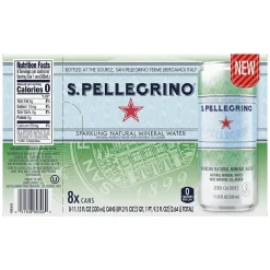 S.Pellegrino Sparkling Natural Mineral Water, 11.15 Fl oz. Cans (8 Count), 8/Pack (12394227)