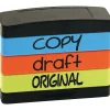 Stack Stamp Set, "Copy", "Draft", "Original", Assorted Fluorescent Ink (8801)