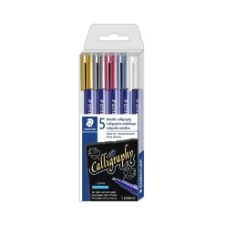 Staedtler Metallic Calligraphy Markers, Chisel Tip, Assorted Colors, 5/Pack (8325TB5A6)