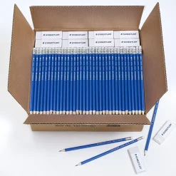 Staedtler Pre-Sharpened Wooden Pencil with Block Erasers, #2 Medium Lead, 500/Pack (13246C500)